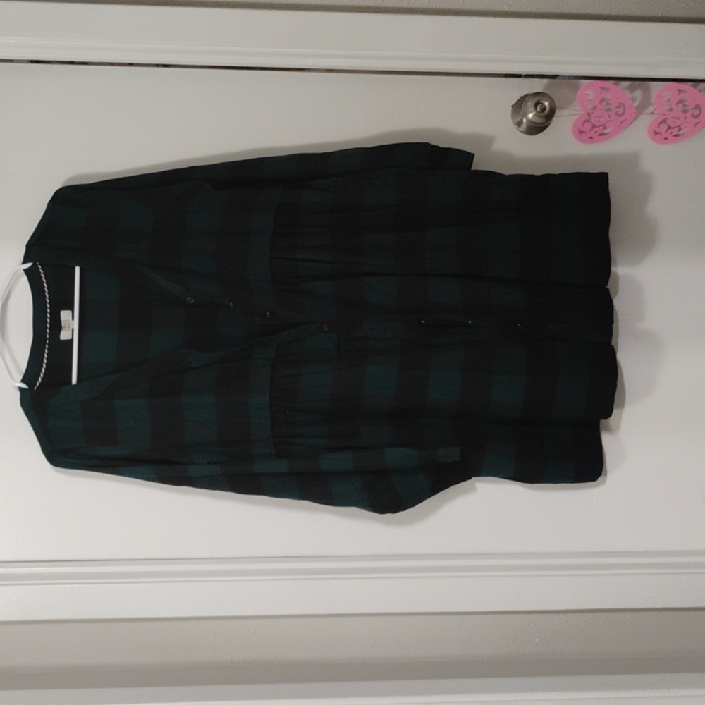 True Craft Women's Black and Green Long Sleeve Dress